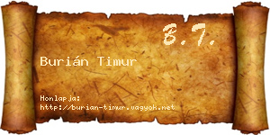 Burián Timur névjegykártya